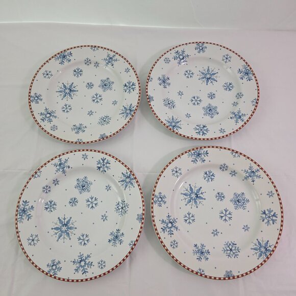 Sakura Debbie Mumm Snowflake 8” Stoneware Salad Luncheon Plates – Set of 4 - Picture 10 of 16